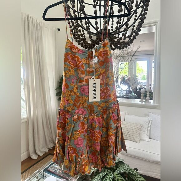 INDIKAH FRILL TRIM DRESS FLORAL PRINT NEW WITH TAGS - Picture 2 of 8